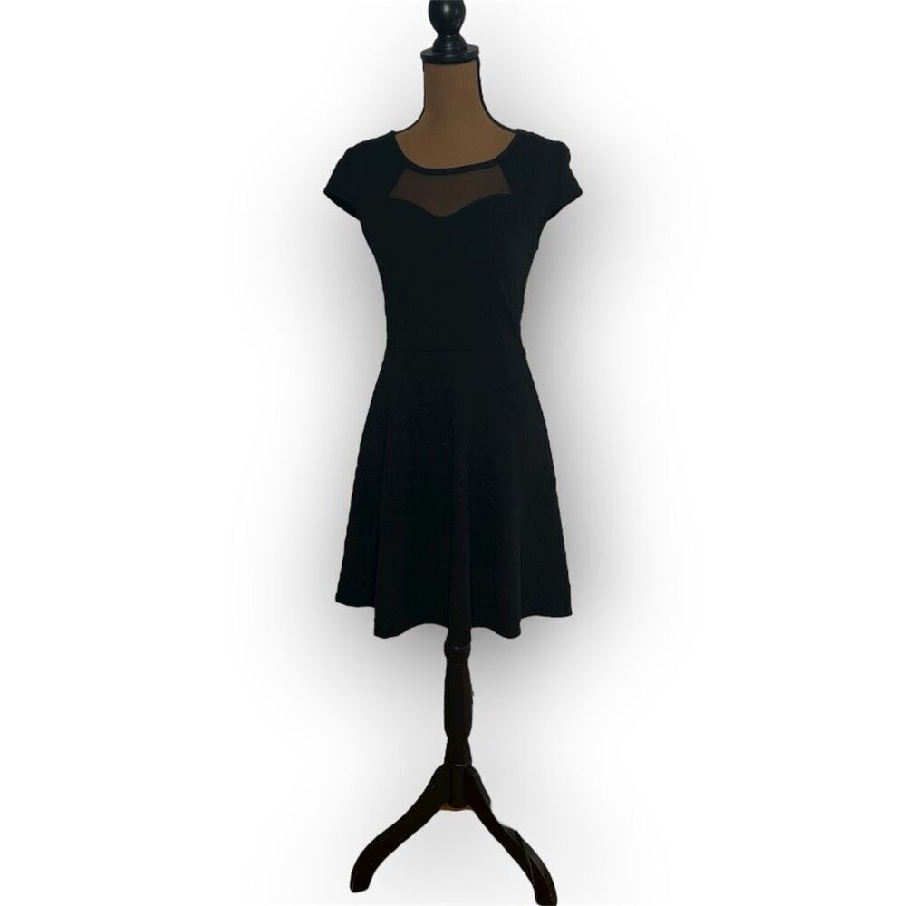 No Boundaries, LBD Black Dress Mesh Sweetheart Chest Cut Out, Women’s Medium